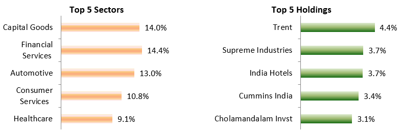 Mutual Fund - Top 5 Sectors and Top 5 Holdings of Axis Midcap Fund